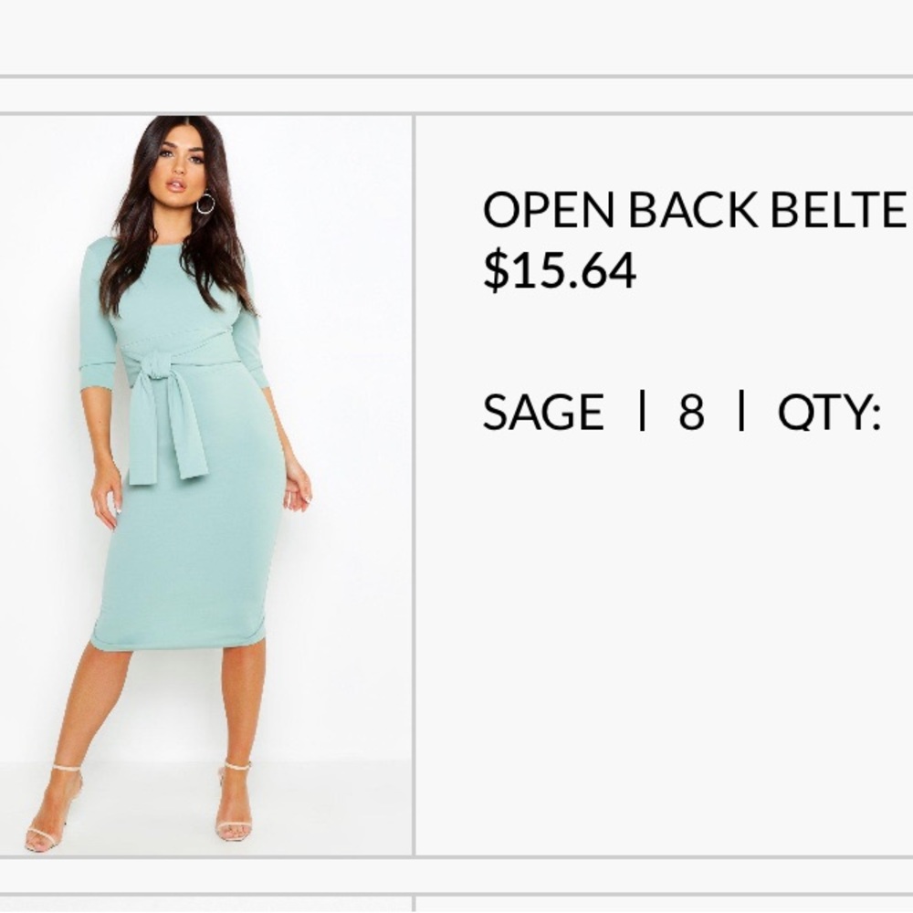 Open back belted midi medium dress